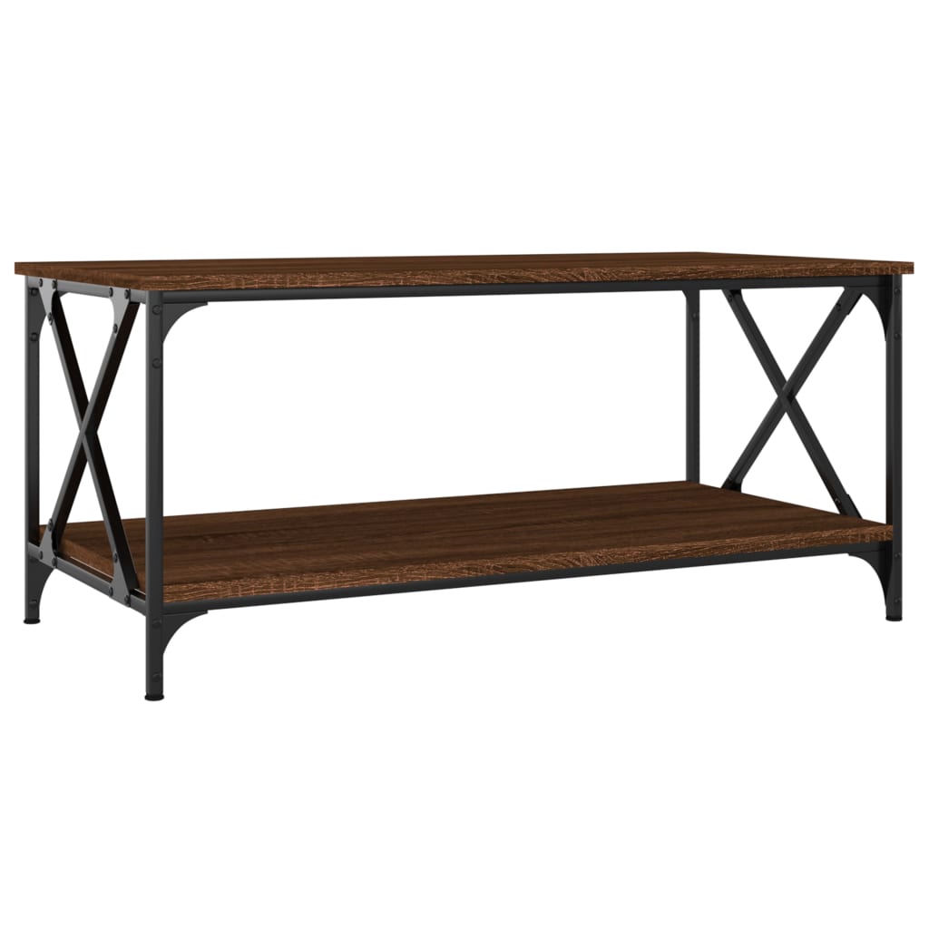 vidaXL Măsuță cafea stejar maro 100x50x45 cm lemn prelucrat și fier vidaXL Măsuță cafea stejar maro 100x50x45 cm lemn prelucrat și fier