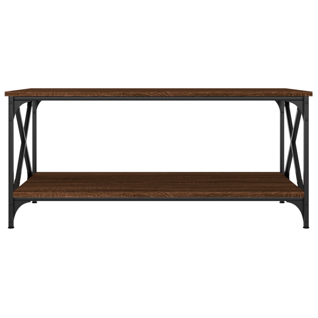 vidaXL Măsuță cafea stejar maro 100x50x45 cm lemn prelucrat și fier vidaXL Măsuță cafea stejar maro 100x50x45 cm lemn prelucrat și fier