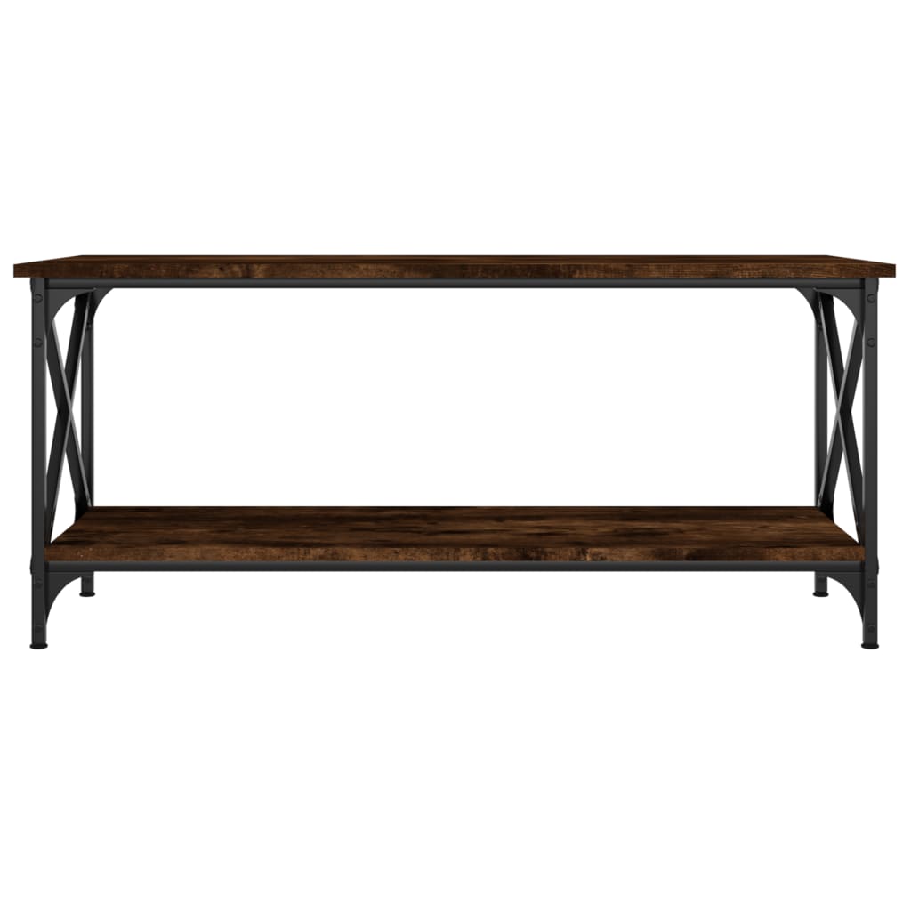 vidaXL Măsuță cafea stejar fumuriu 100x45x45 cm lemn prelucrat și fier vidaXL Măsuță cafea stejar fumuriu 100x45x45 cm lemn prelucrat și fier