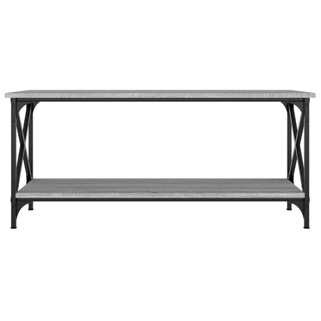 vidaXL Măsuță cafea, gri sonoma, 100x45x45 cm, lemn prelucrat și fier vidaXL Măsuță cafea, gri sonoma, 100x45x45 cm, lemn prelucrat și fier