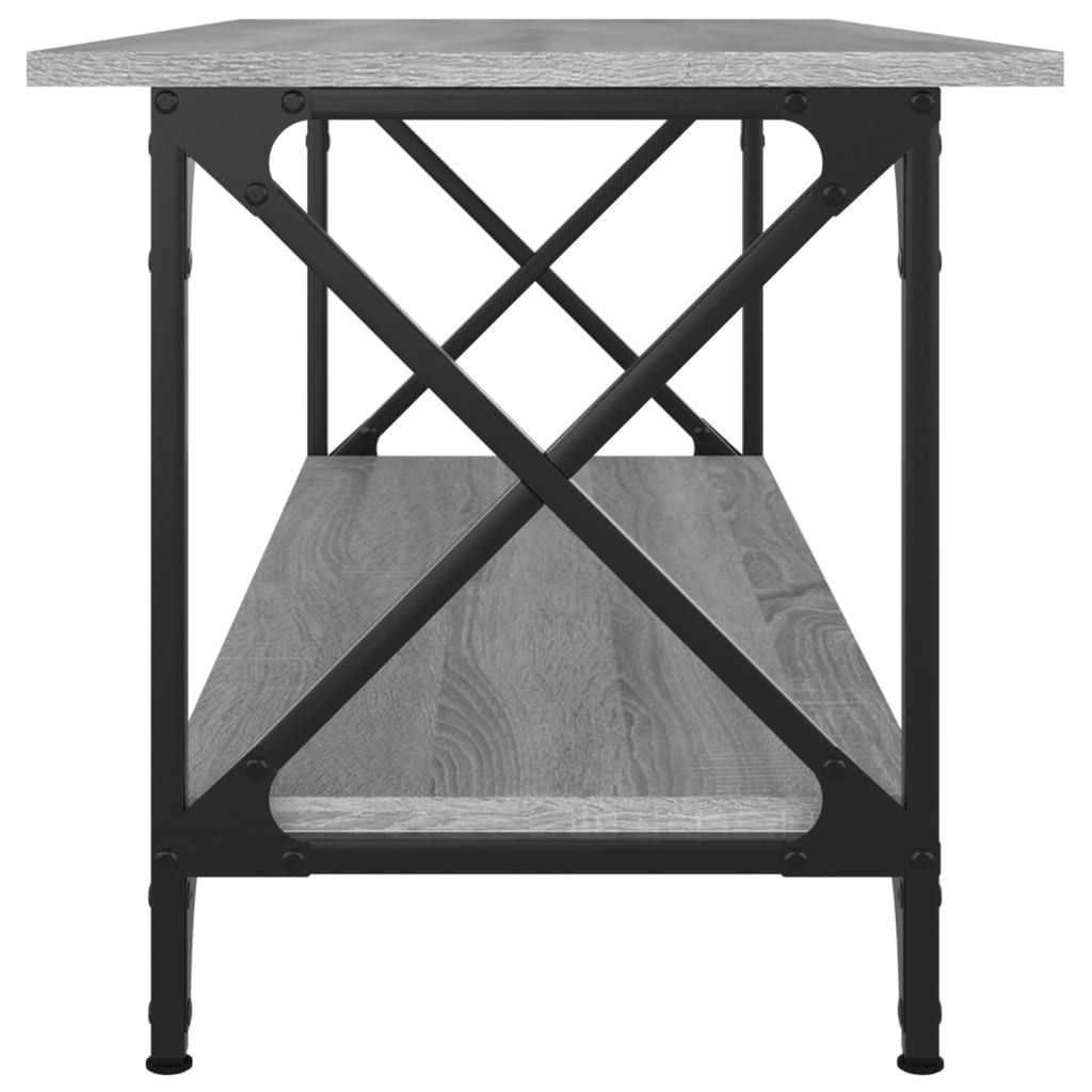 vidaXL Măsuță cafea, gri sonoma, 100x45x45 cm, lemn prelucrat și fier vidaXL Măsuță cafea, gri sonoma, 100x45x45 cm, lemn prelucrat și fier