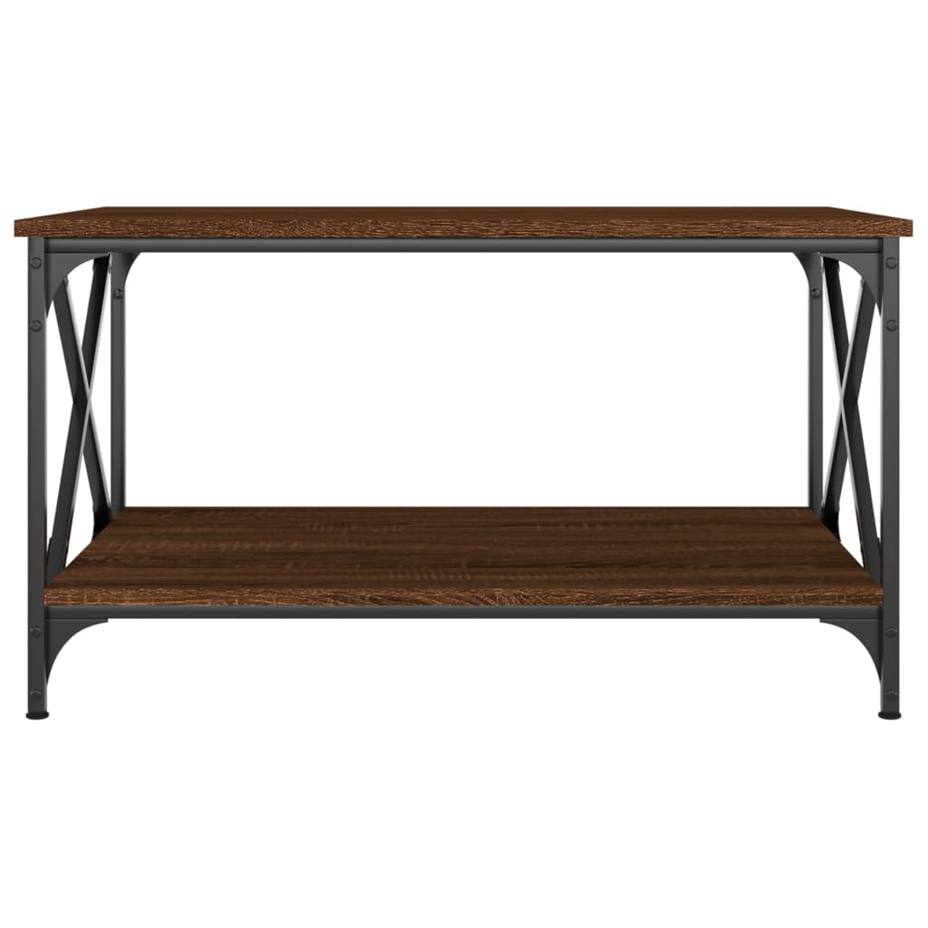 vidaXL Măsuță cafea, stejar maro, 80x50x45 cm lemn prelucrat și fier vidaXL Măsuță cafea, stejar maro, 80x50x45 cm lemn prelucrat și fier