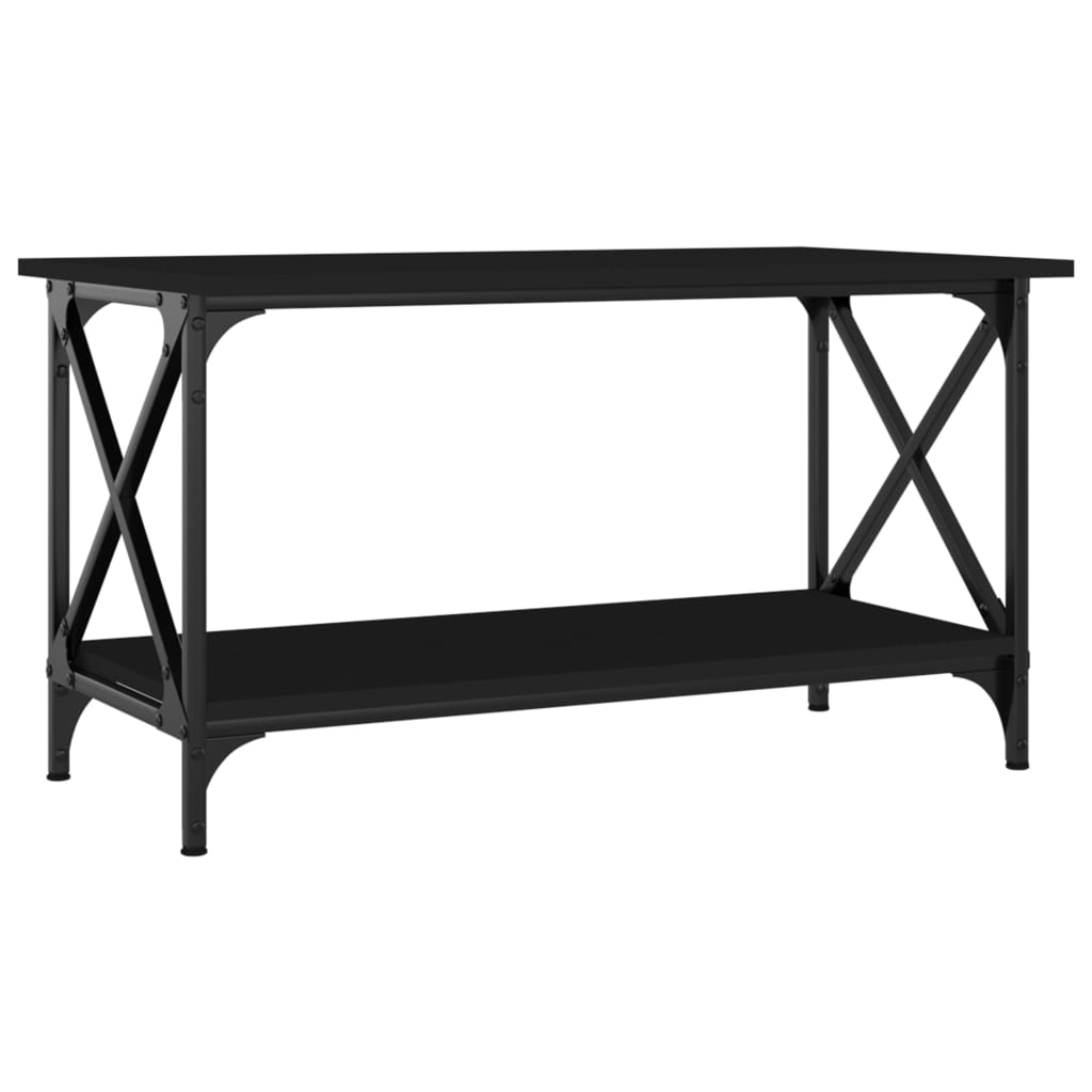 vidaXL Măsuță de cafea, negru, 80x45x45 cm, lemn prelucrat și fier vidaXL Măsuță de cafea, negru, 80x45x45 cm, lemn prelucrat și fier