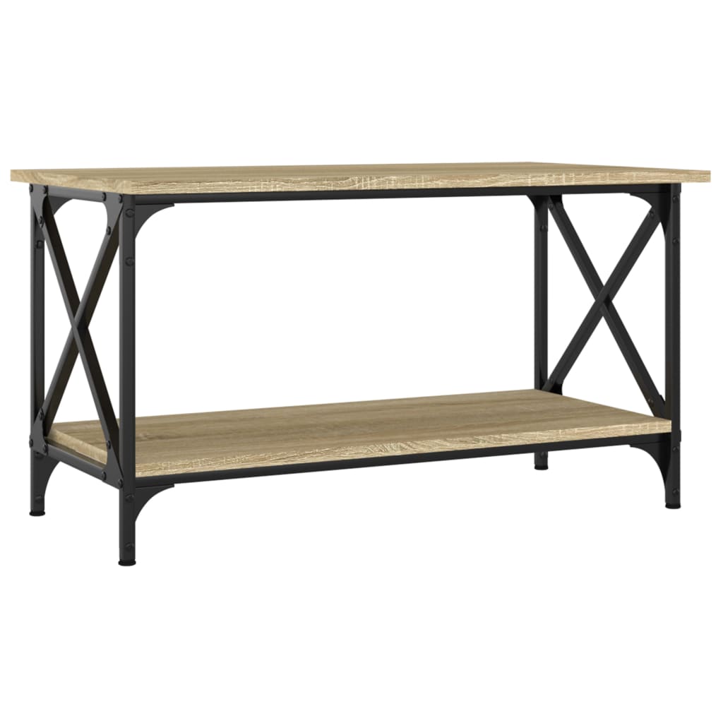 vidaXL Măsuță cafea, stejar sonoma, 80x45x45 cm lemn prelucrat și fier vidaXL Măsuță cafea, stejar sonoma, 80x45x45 cm lemn prelucrat și fier