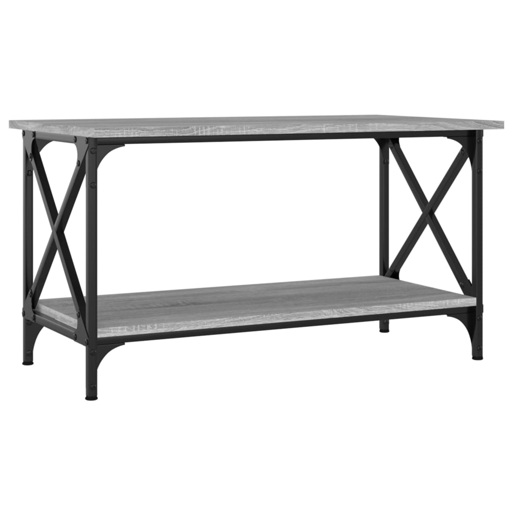 vidaXL Măsuță cafea, gri sonoma, 80x45x45 cm, lemn prelucrat și fier vidaXL Măsuță cafea, gri sonoma, 80x45x45 cm, lemn prelucrat și fier