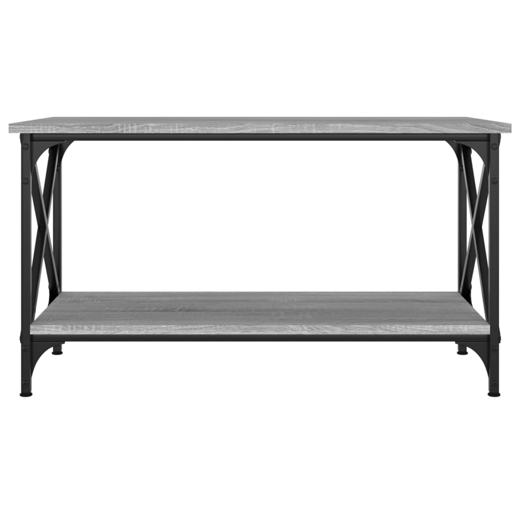 vidaXL Măsuță cafea, gri sonoma, 80x45x45 cm, lemn prelucrat și fier vidaXL Măsuță cafea, gri sonoma, 80x45x45 cm, lemn prelucrat și fier