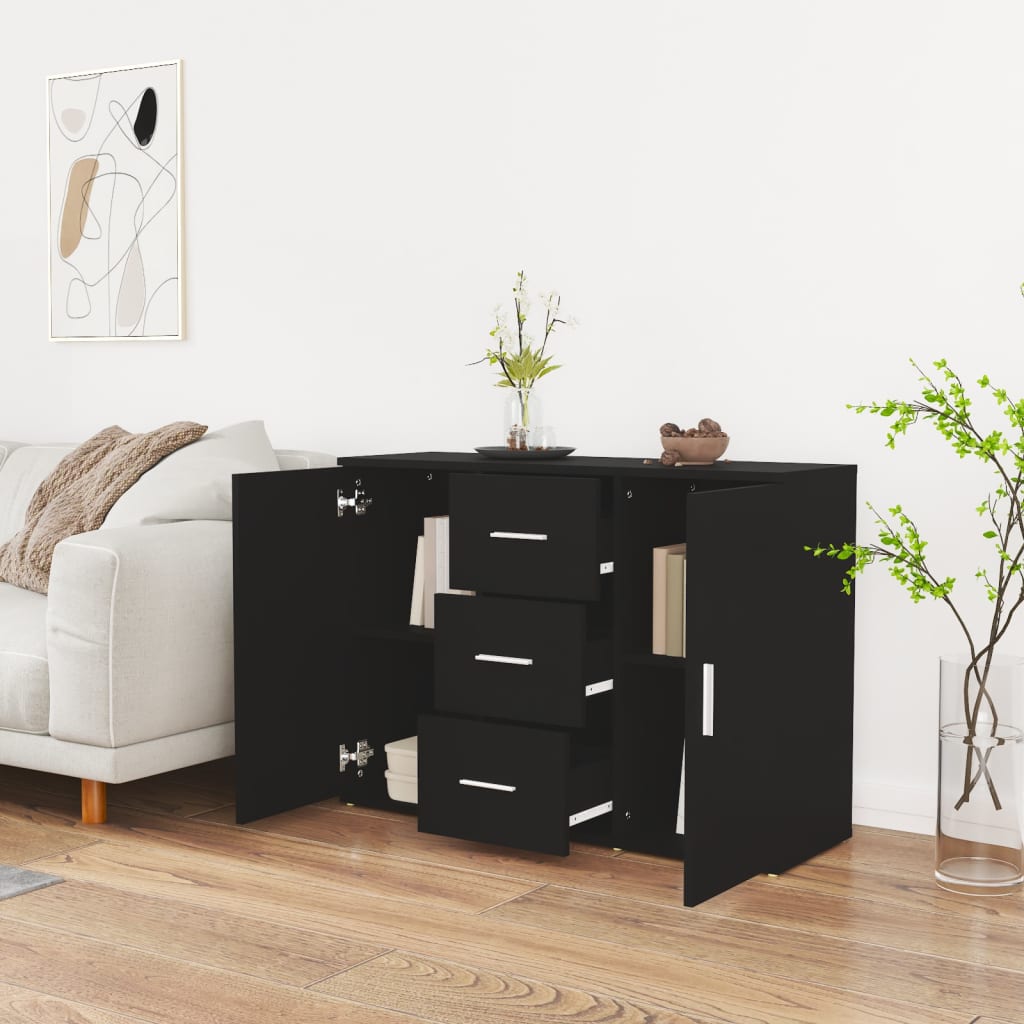 vidaXL Servantă, negru, 91x29,5x65 cm, lemn prelucrat vidaXL Servantă, negru, 91x29,5x65 cm, lemn prelucrat