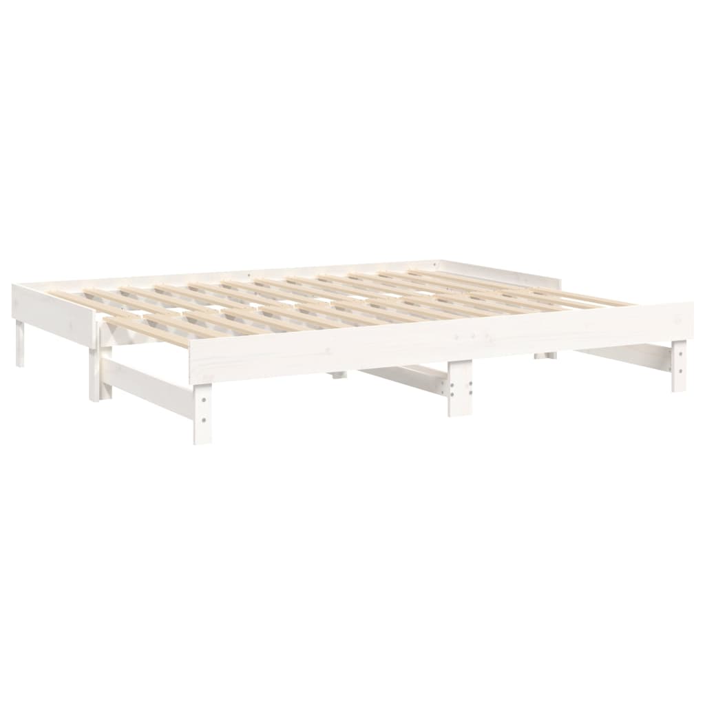 vidaXL Pat de zi extensibil, alb, 2x(90x200) cm, lemn masiv de pin