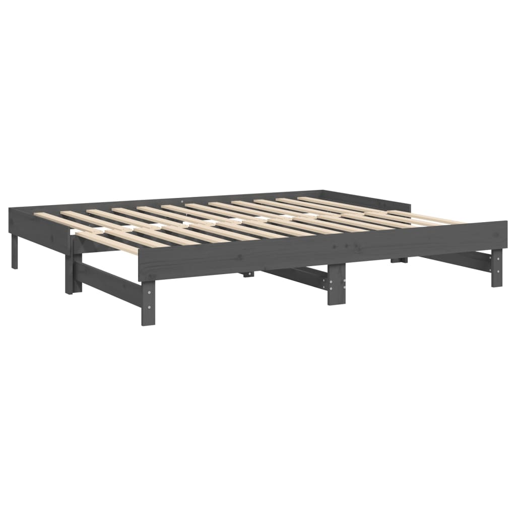 vidaXL Pat de zi extensibil, gri, 2x(90x200) cm, lemn masiv de pin