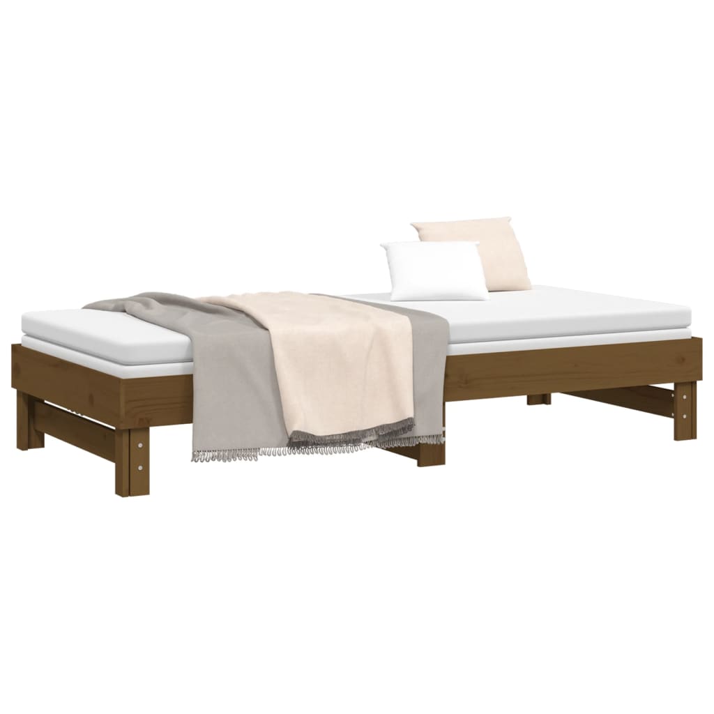 vidaXL Pat de zi extensibil, maro miere, 2x(90x200) cm, lemn masiv pin