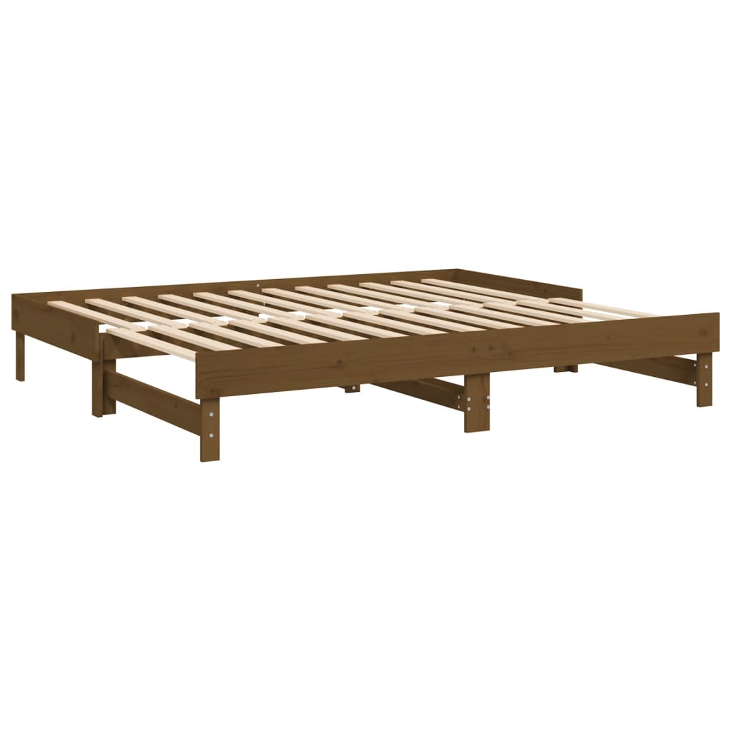 vidaXL Pat de zi extensibil, maro miere, 2x(90x200) cm, lemn masiv pin