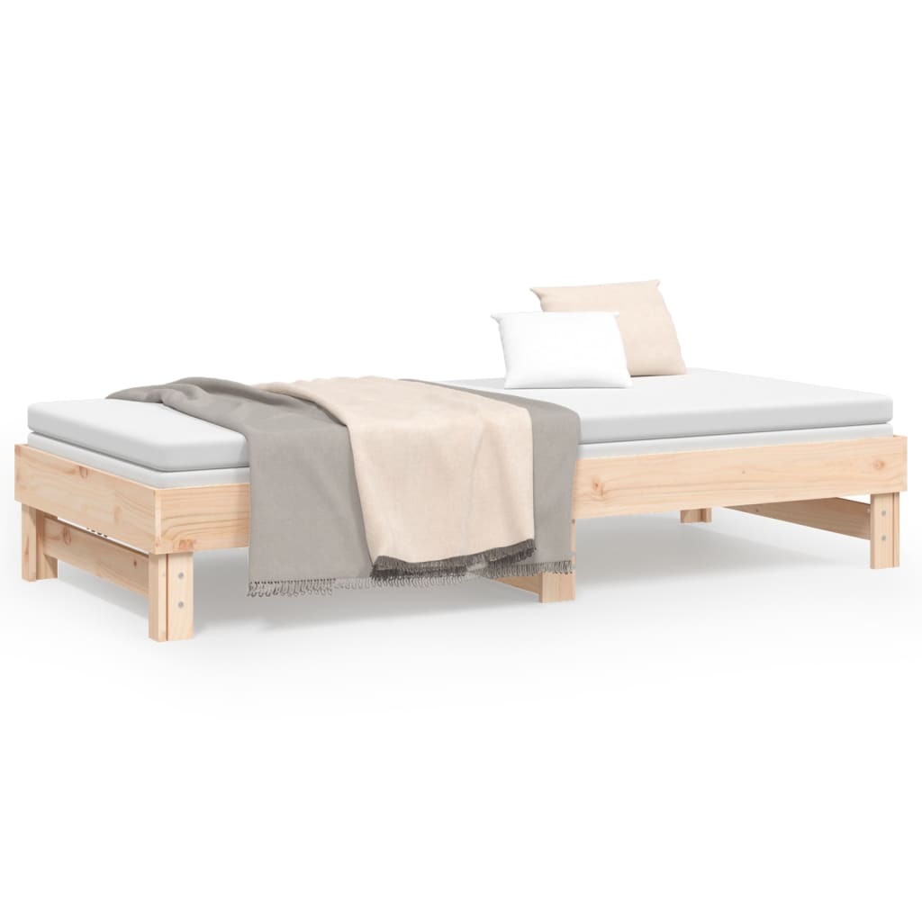 vidaXL Pat de zi extensibil, 2x(80x200) cm, lemn masiv de pin
