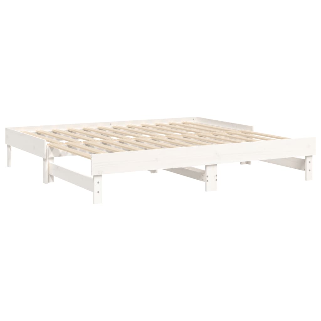 vidaXL Pat de zi extensibil, alb, 2x(90x190) cm, lemn masiv de pin