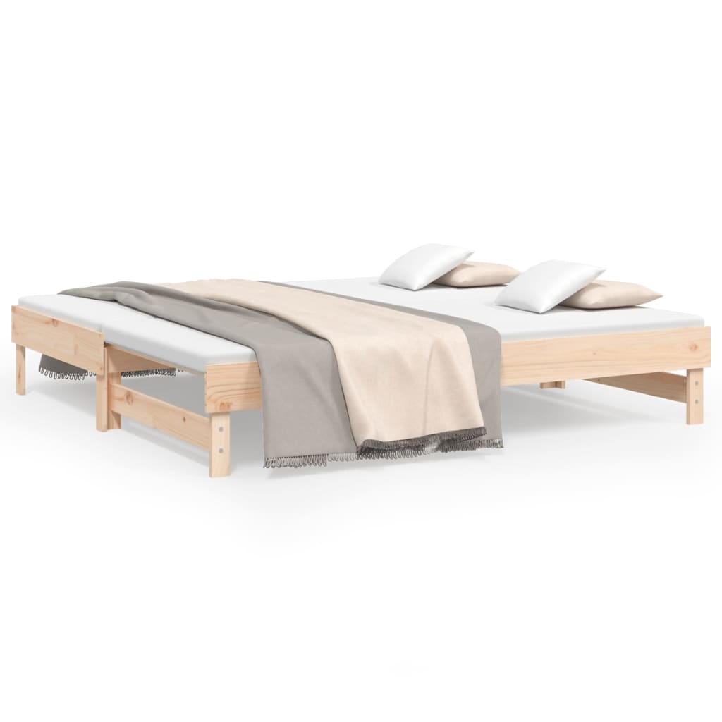vidaXL Pat de zi extensibil, 2x(75x190) cm, lemn masiv de pin
