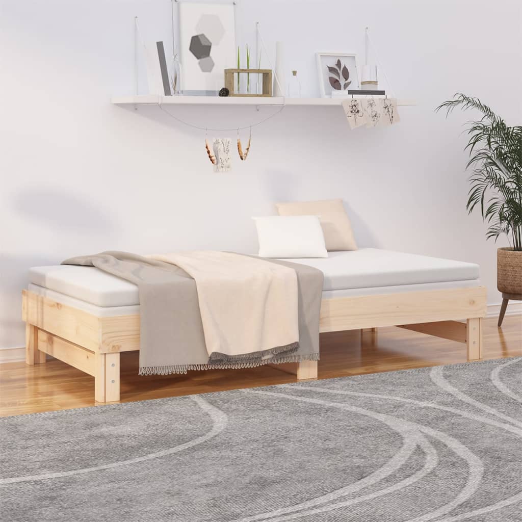 vidaXL Pat de zi extensibil, 2x(75x190) cm, lemn masiv de pin
