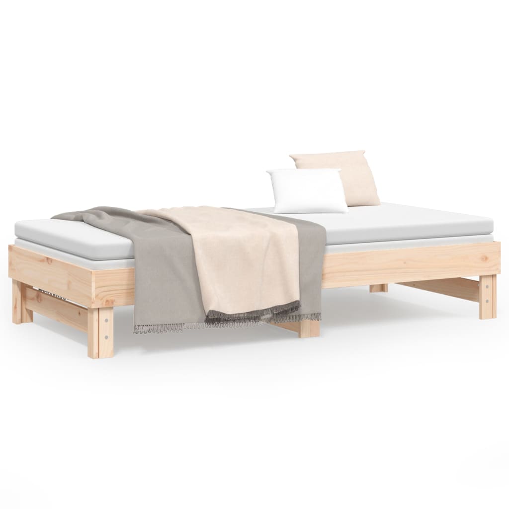 vidaXL Pat de zi extensibil, 2x(75x190) cm, lemn masiv de pin