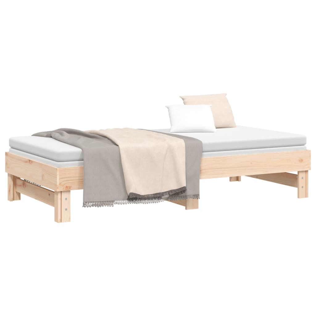 vidaXL Pat de zi extensibil, 2x(75x190) cm, lemn masiv de pin