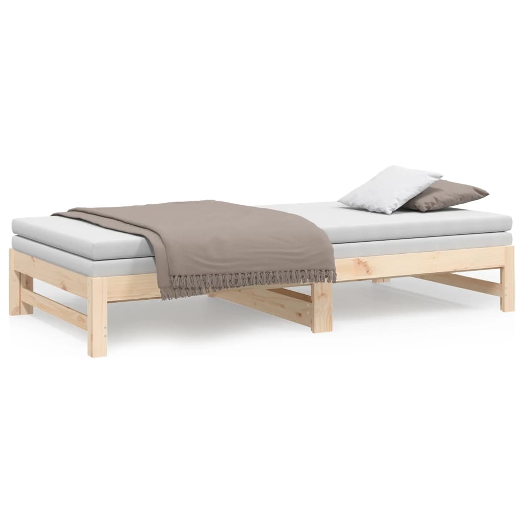 vidaXL Pat de zi extensibil, 2x(100x200) cm, lemn masiv de pin