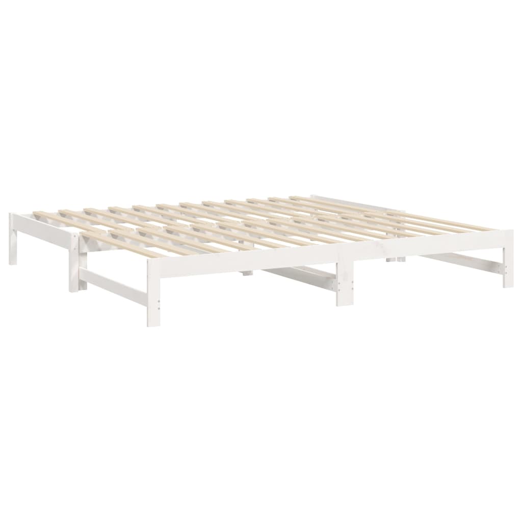 vidaXL Pat de zi extensibil, alb, 2x(90x200) cm, lemn masiv de pin