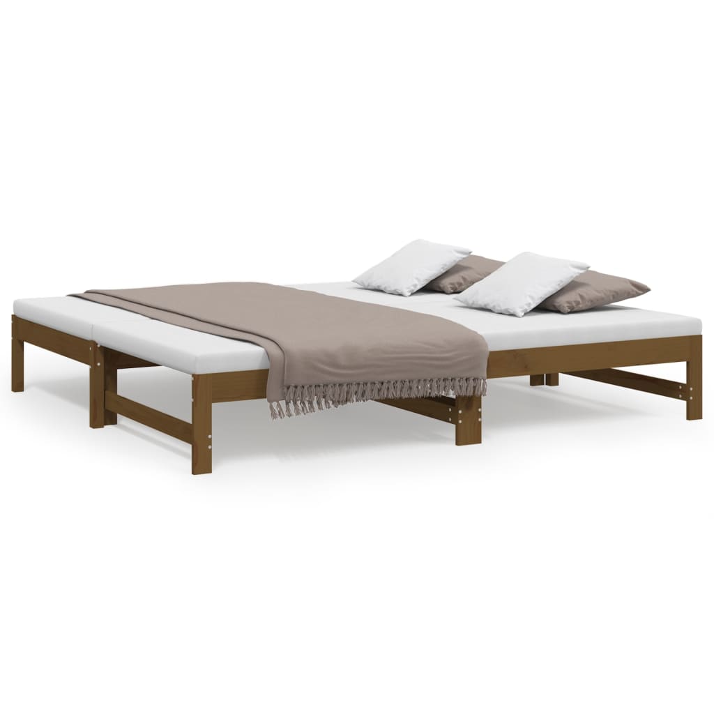 vidaXL Pat de zi extensibil maro miere 2x(90x190) cm lemn masiv de pin