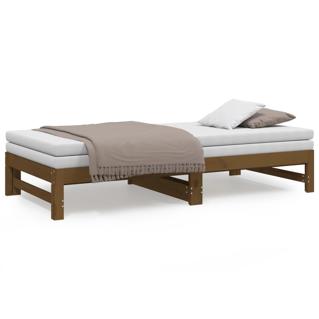 vidaXL Pat de zi extensibil maro miere 2x(90x190) cm lemn masiv de pin