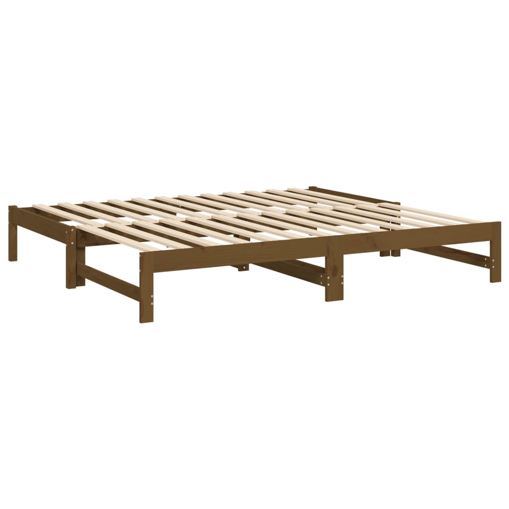 vidaXL Pat de zi extensibil maro miere 2x(90x190) cm lemn masiv de pin