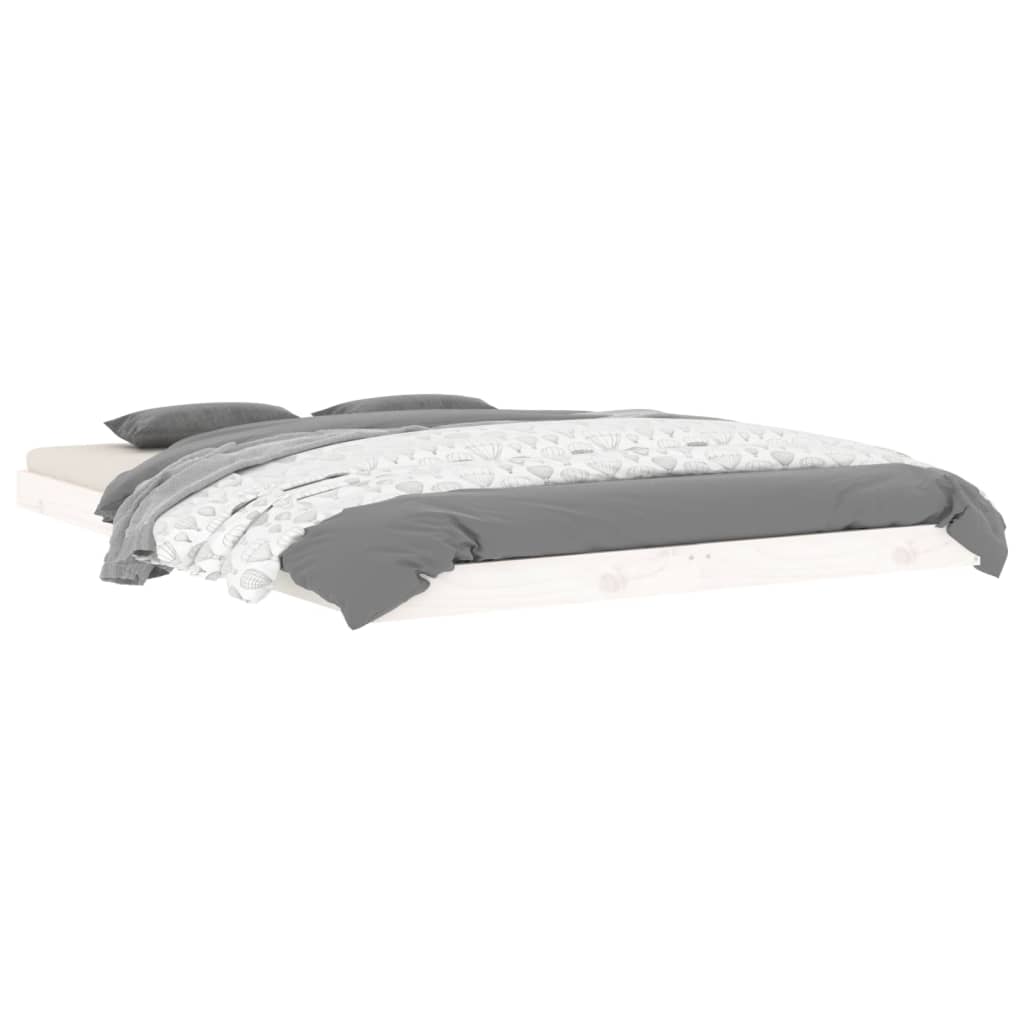 vidaXL Cadru de pat dublu, alb, 135x190 cm, lemn masiv de pin