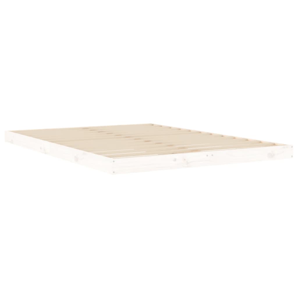 vidaXL Cadru de pat dublu, alb, 135x190 cm, lemn masiv de pin