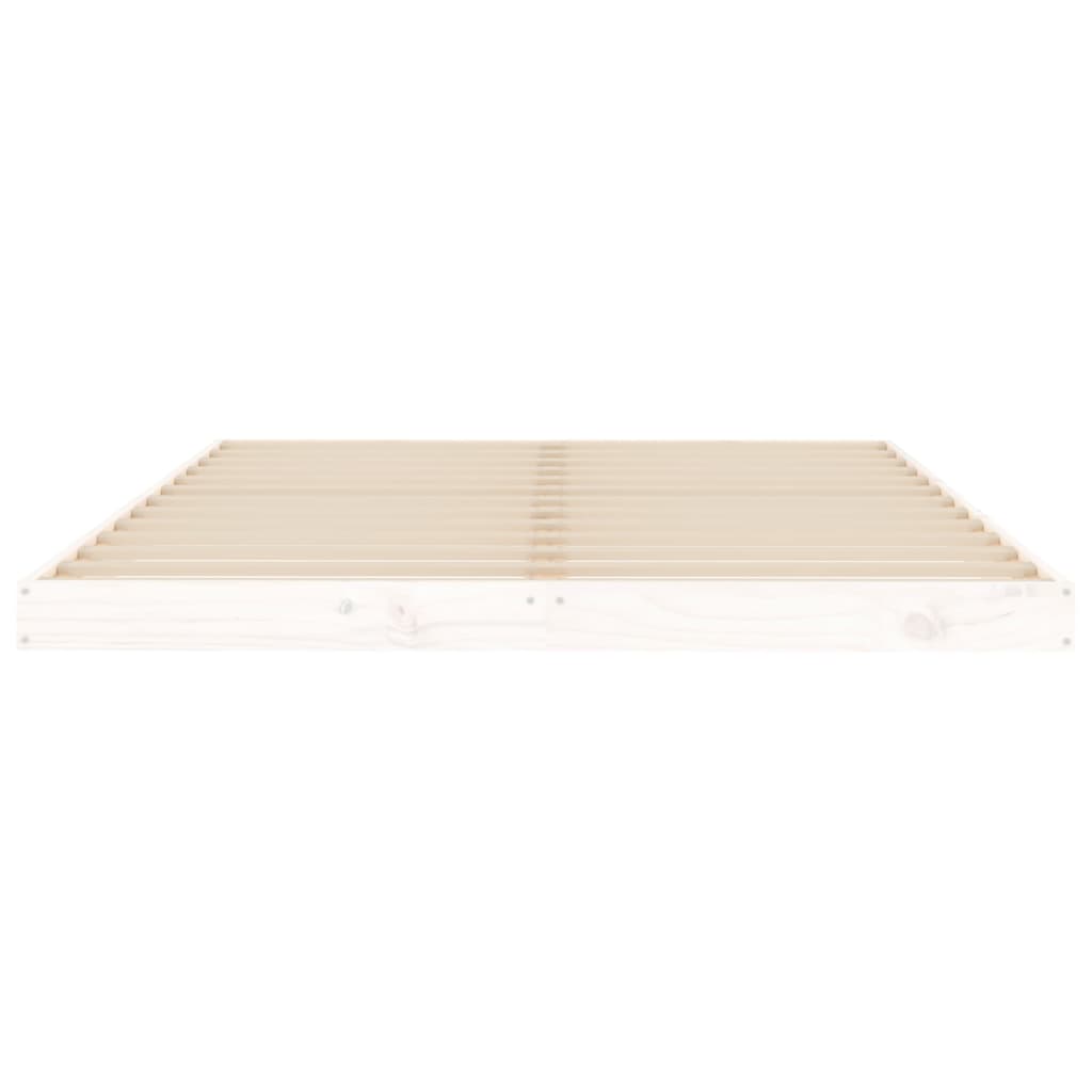 vidaXL Cadru de pat dublu, alb, 135x190 cm, lemn masiv de pin