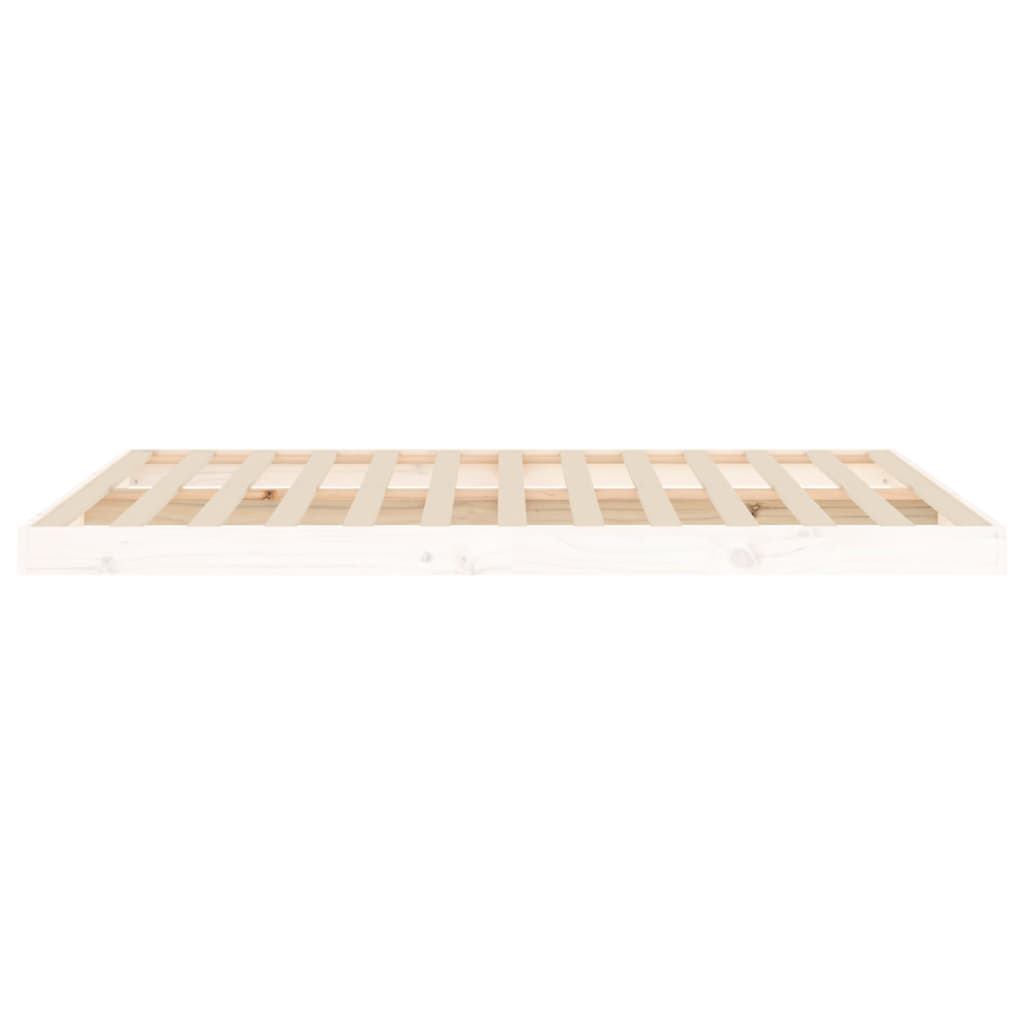 vidaXL Cadru de pat dublu, alb, 135x190 cm, lemn masiv de pin