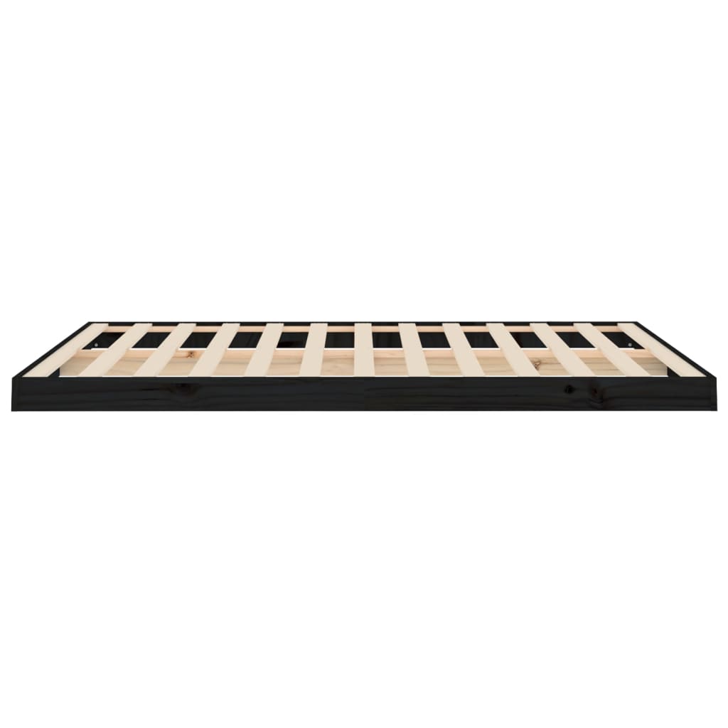vidaXL Cadru de pat dublu, negru, 135x190 cm, lemn masiv de pin vidaXL Cadru de pat dublu, negru, 135x190 cm, lemn masiv de pin