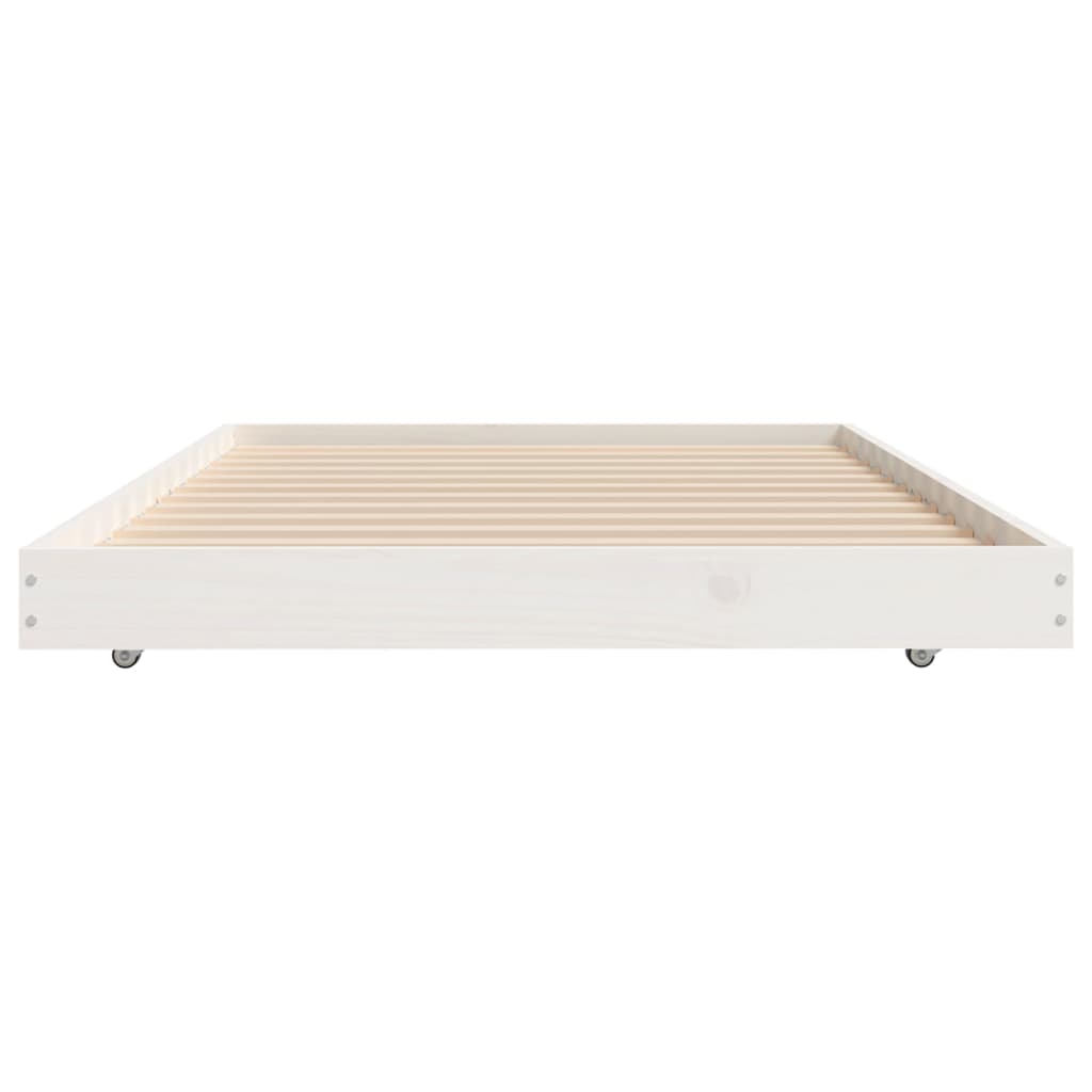 vidaXL Cadru de pat fără saltea, alb, 75x190 cm, lemn masiv de pin
