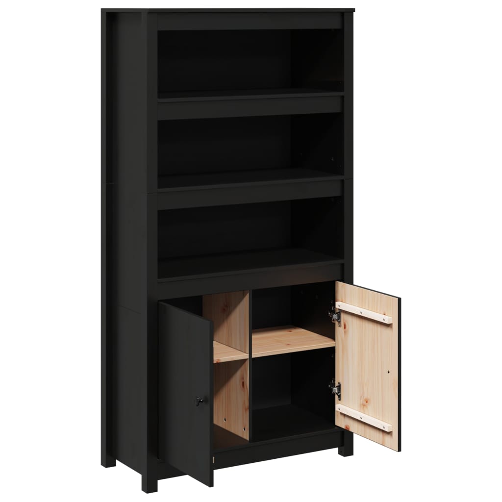 vidaXL Dulap înalt, negru, 80x35x154 cm, lemn masiv de pin