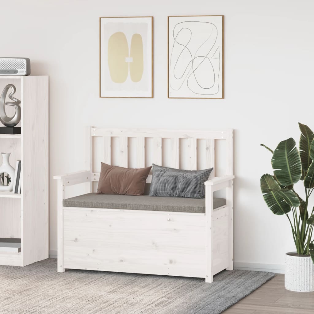 vidaXL Bancă, alb, 112,5x51,5x96,5 cm, lemn masiv de pin vidaXL Bancă, alb, 112,5x51,5x96,5 cm, lemn masiv de pin