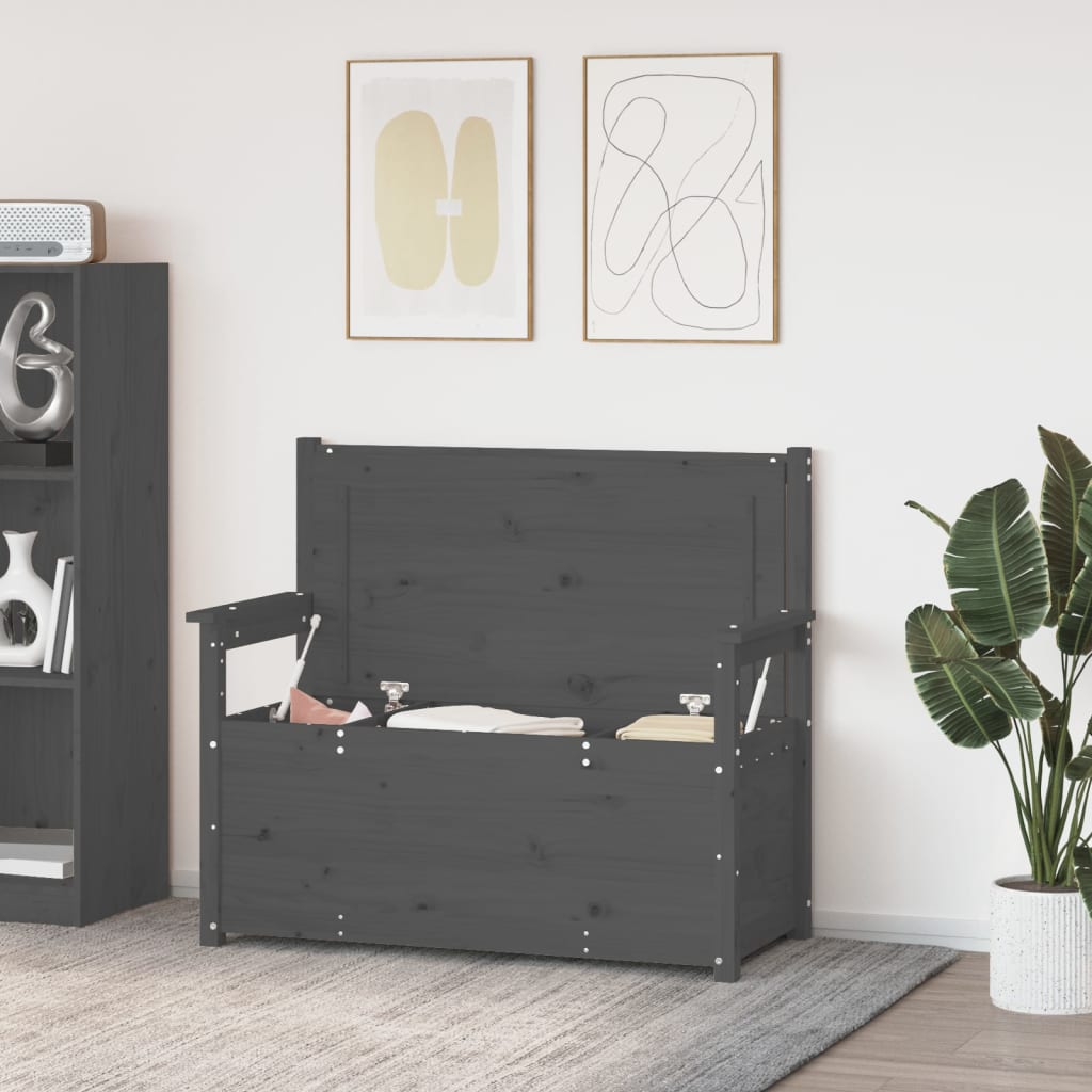 vidaXL Bancă, gri, 112,5x51,5x96,5 cm, lemn masiv de pin vidaXL Bancă, gri, 112,5x51,5x96,5 cm, lemn masiv de pin