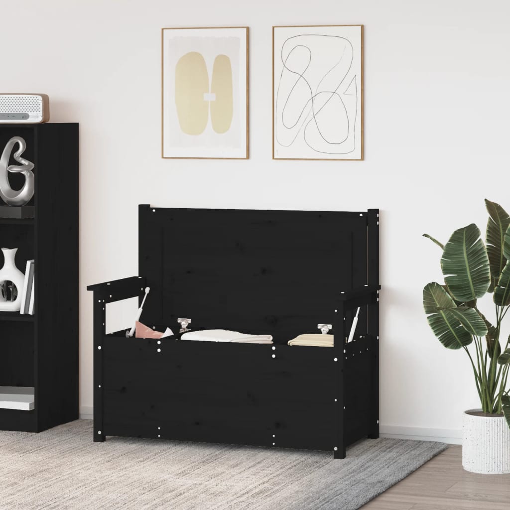 vidaXL Bancă, negru, 112,5x51,5x96,5 cm, lemn masiv de pin vidaXL Bancă, negru, 112,5x51,5x96,5 cm, lemn masiv de pin