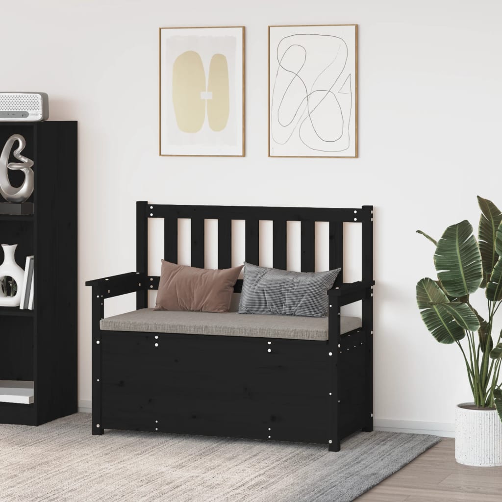 vidaXL Bancă, negru, 112,5x51,5x96,5 cm, lemn masiv de pin vidaXL Bancă, negru, 112,5x51,5x96,5 cm, lemn masiv de pin