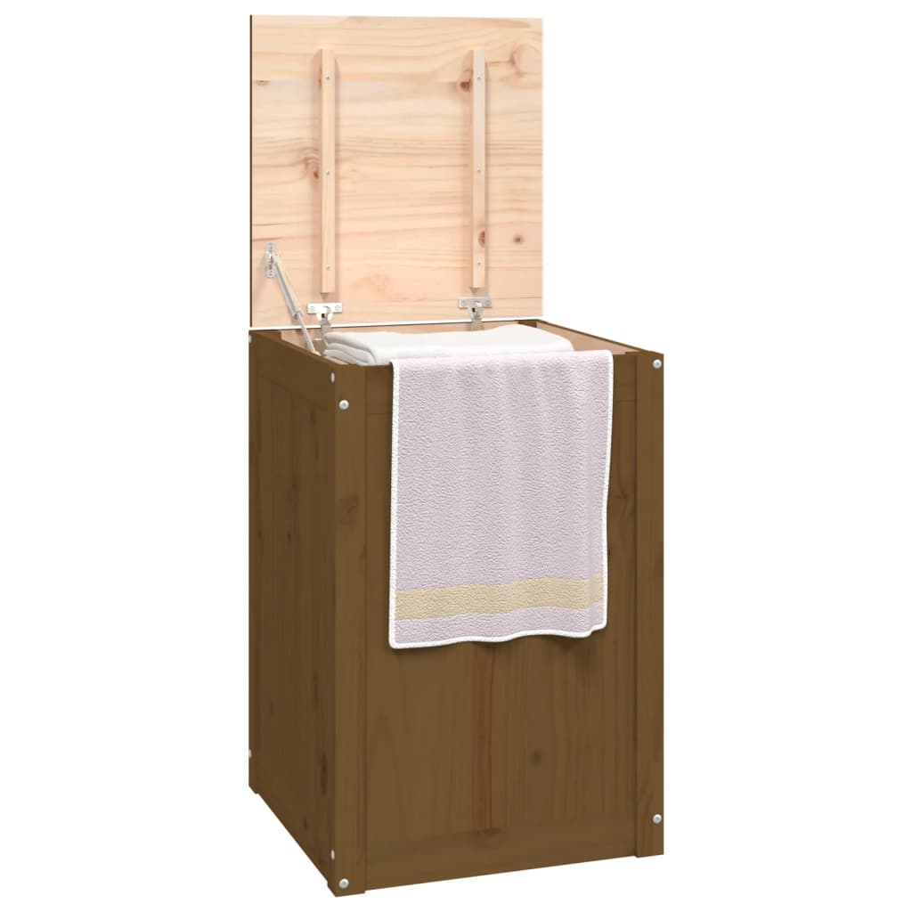 vidaXL Cutie de rufe, maro miere, 44x44x66 cm, lemn masiv de pin vidaXL Cutie de rufe, maro miere, 44x44x66 cm, lemn masiv de pin