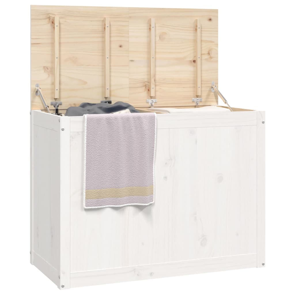 vidaXL Cutie de rufe, alb, 88,5x44x66 cm, lemn masiv de pin vidaXL Cutie de rufe, alb, 88,5x44x66 cm, lemn masiv de pin