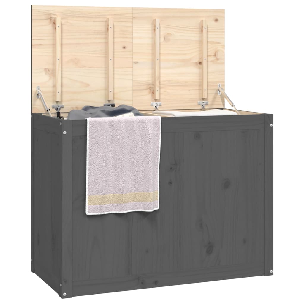 vidaXL Cutie de rufe, gri, 88,5x44x66 cm, lemn masiv de pin vidaXL Cutie de rufe, gri, 88,5x44x66 cm, lemn masiv de pin