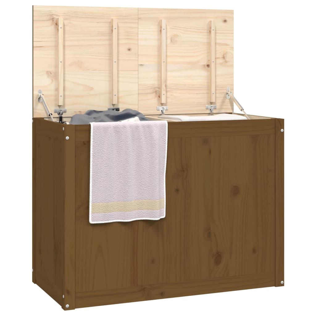 vidaXL Cutie de rufe, maro miere, 88,5x44x66 cm, lemn masiv de pin vidaXL Cutie de rufe, maro miere, 88,5x44x66 cm, lemn masiv de pin