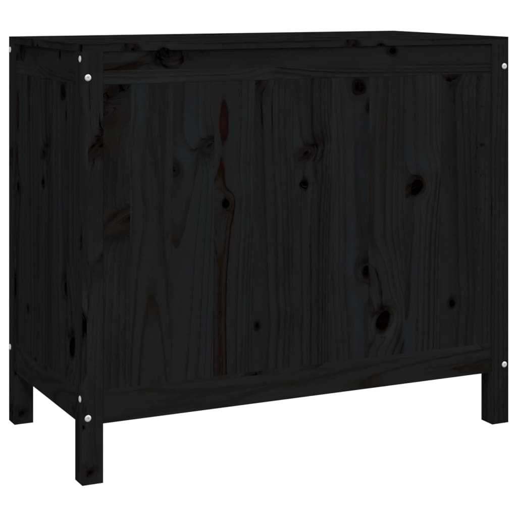 vidaXL Cutie de rufe, negru, 88,5x44x76 cm, lemn masiv de pin vidaXL Cutie de rufe, negru, 88,5x44x76 cm, lemn masiv de pin