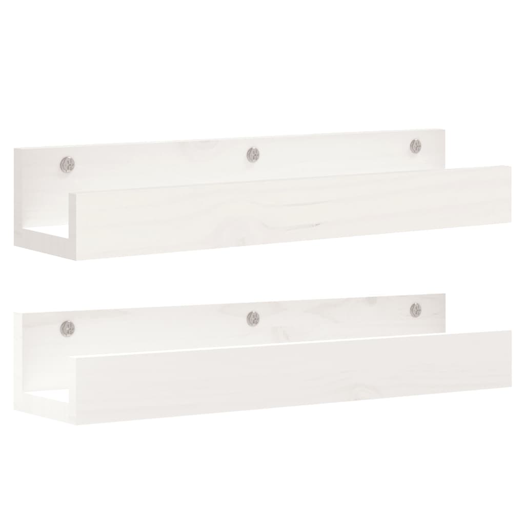 vidaXL Rafturi de perete, 2 buc., alb, 50x12x9 cm, lemn masiv de pin