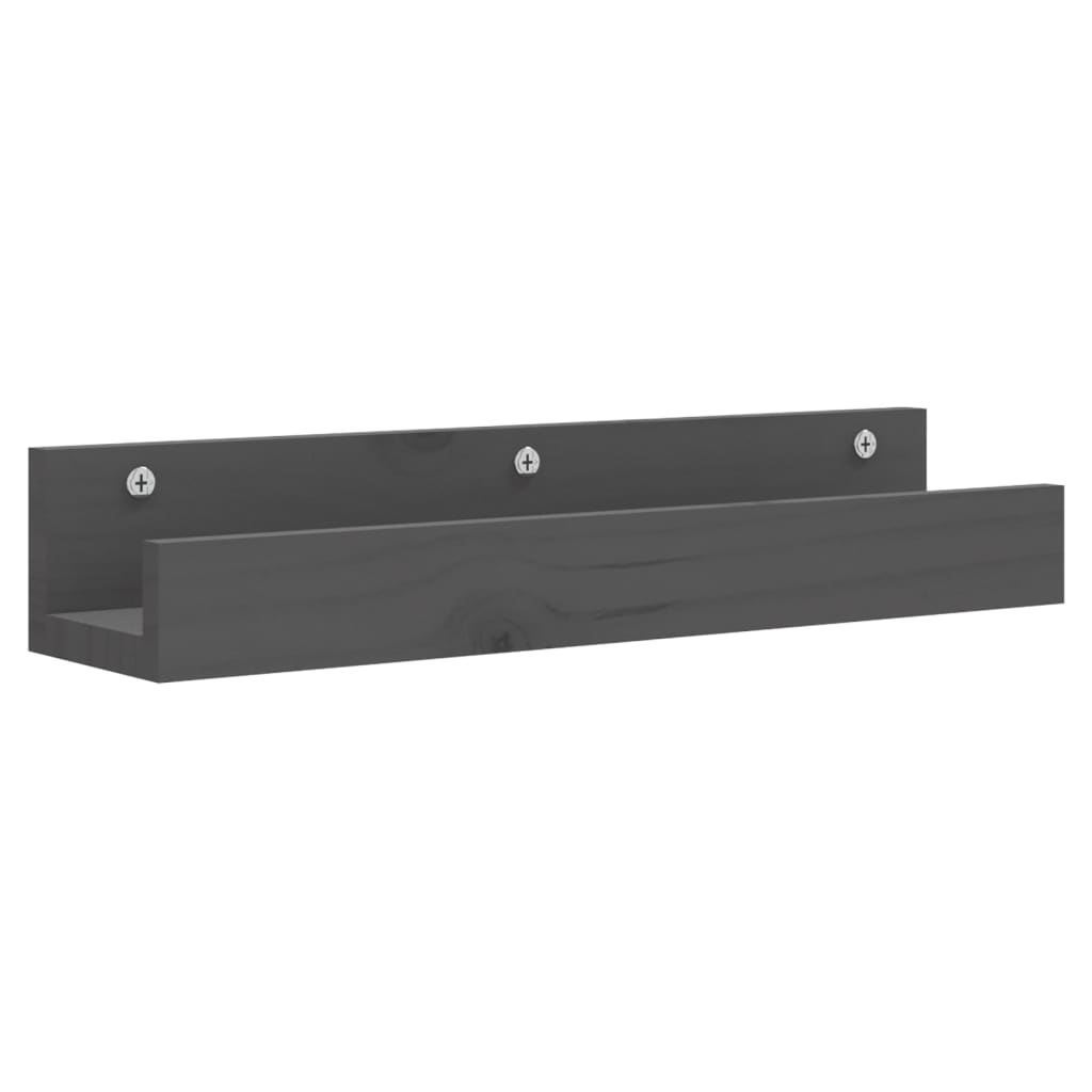 vidaXL Rafturi de perete, 2 buc., gri, 50x12x9 cm, lemn masiv de pin vidaXL Rafturi de perete, 2 buc., gri, 50x12x9 cm, lemn masiv de pin