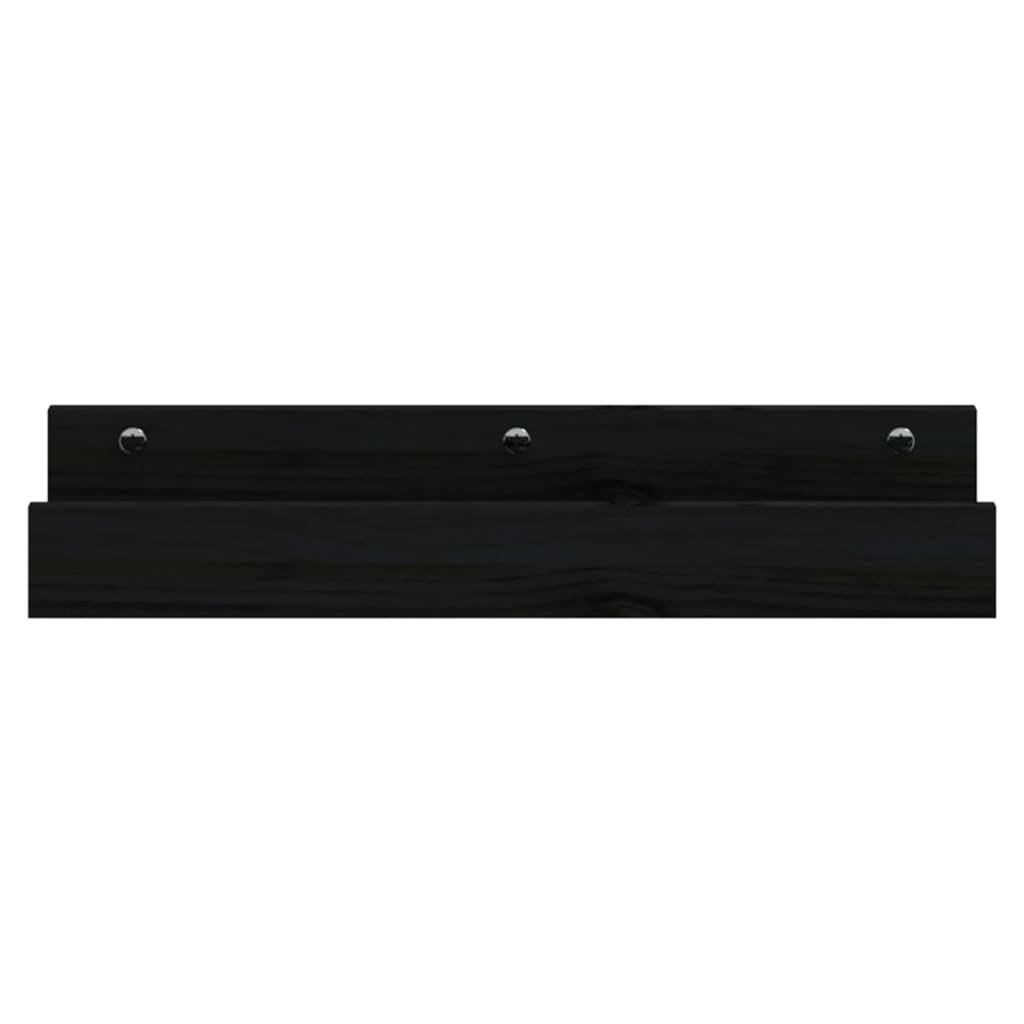 vidaXL Rafturi de perete, 2 buc., negru, 50x12x9 cm, lemn masiv de pin vidaXL Rafturi de perete, 2 buc., negru, 50x12x9 cm, lemn masiv de pin