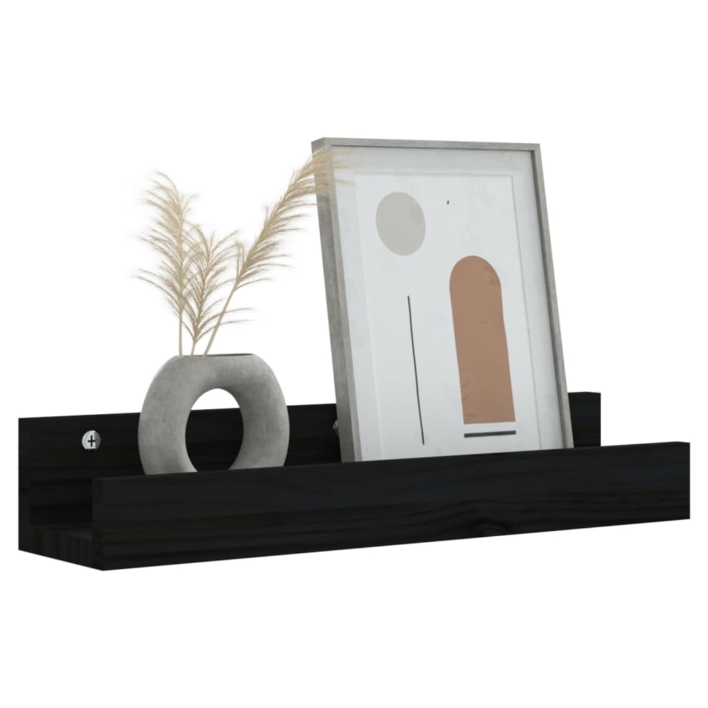 vidaXL Rafturi de perete, 2 buc., negru, 50x12x9 cm, lemn masiv de pin vidaXL Rafturi de perete, 2 buc., negru, 50x12x9 cm, lemn masiv de pin