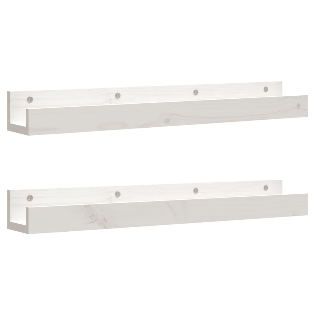 vidaXL Rafturi de perete, 2 buc., alb, 80x12x9 cm, lemn masiv de pin