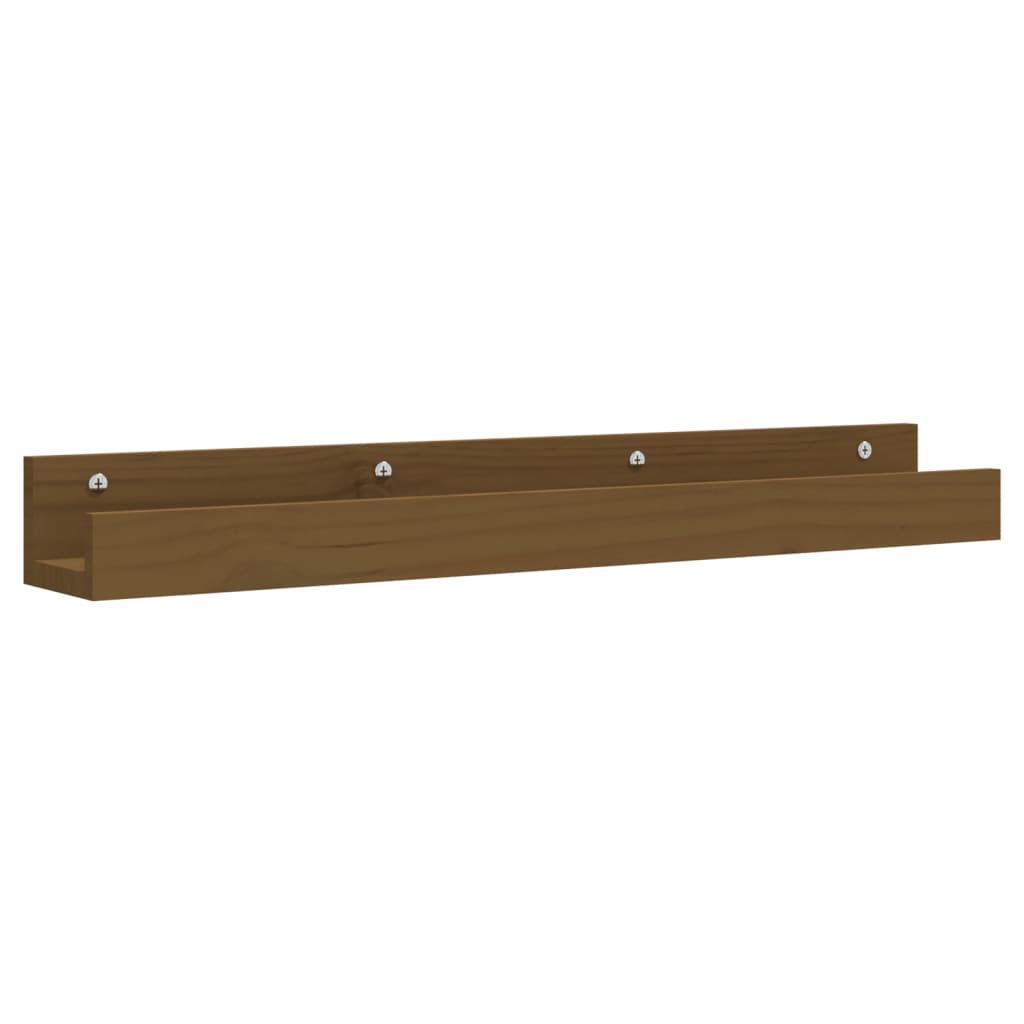 vidaXL Rafturi de perete 2 buc. maro miere 80x12x9 cm lemn masiv pin vidaXL Rafturi de perete 2 buc. maro miere 80x12x9 cm lemn masiv pin