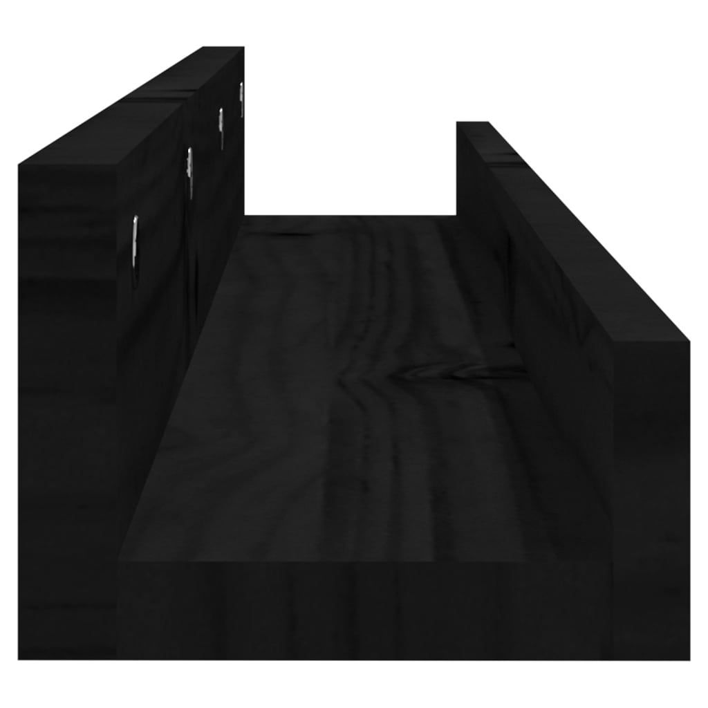 vidaXL Rafturi de perete, 2 buc., negru, 80x12x9 cm, lemn masiv de pin vidaXL Rafturi de perete, 2 buc., negru, 80x12x9 cm, lemn masiv de pin