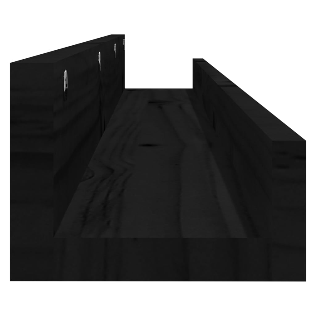 vidaXL Rafturi de perete, 2 buc., negru, 110x12x9 cm, lemn masiv pin vidaXL Rafturi de perete, 2 buc., negru, 110x12x9 cm, lemn masiv pin